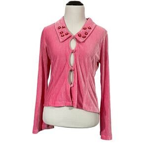 NWT TACH Clothing Luna Velvet Shirt - Pink - Small